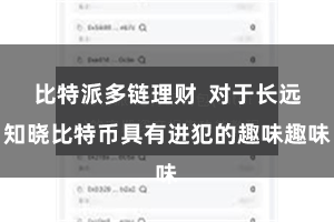 比特派多链理财  对于长远知晓比特币具有进犯的趣味趣味